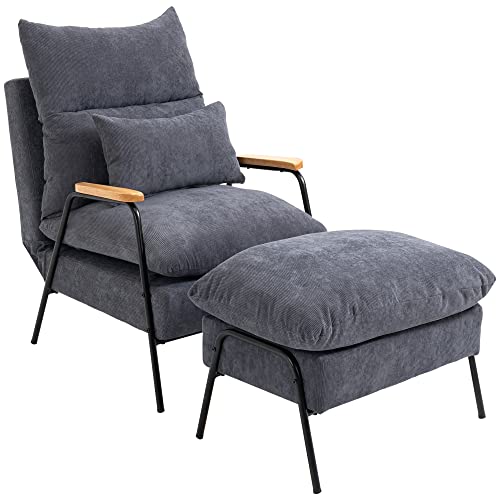 HOMCOM Ohrensessel mit Hocker, Relaxsessel, Fernsehsessel mit...