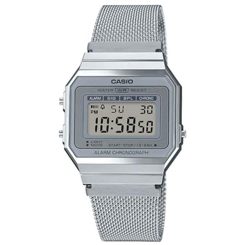 CASIO Damen Digital Quarz Uhr mit Edelstahl Armband A700WEM-7AEF