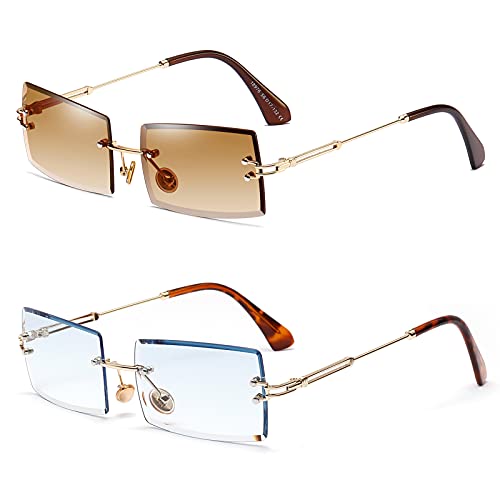 SHEEN KELLY 2PCS Square Ultra-Small Frame Sonnenbrille für...