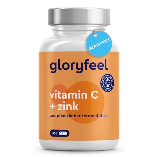 Vitamin C 365 Kapseln - Hochdosiert mit 1000mg + 20mg Zink -...
