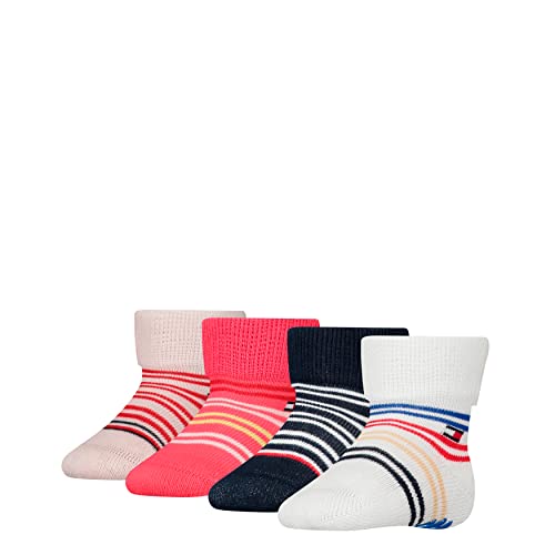 Tommy Hilfiger Unisex Baby TH 4P Stripe Casual Sock, White/pink,...