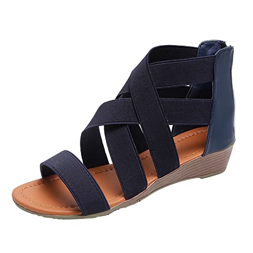 koperras Frauen Sandalen Mundkeil Low Heel Roman Wedge Damen Mode...