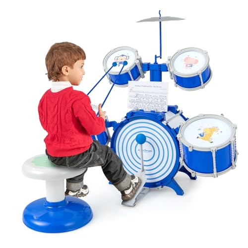 GOPLUS Kinder Schlagzeug, Kinder Trommel Set mit 5 Trommel &...