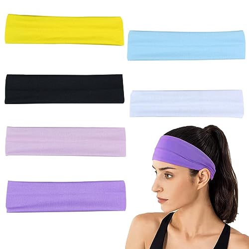6 Stück Sport-Stirnbänder für Damen, elastisches Schweiß...