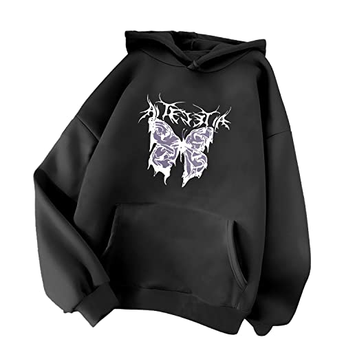 Minetom Damen Kapuzenpullover Langarm Hoodie Kawaii Schmetterling...