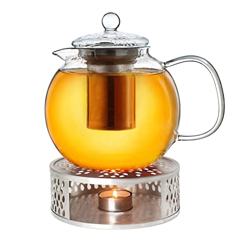 Creano Teekanne aus Glas 1,7l + EIN Stövchen aus Edelstahl,...