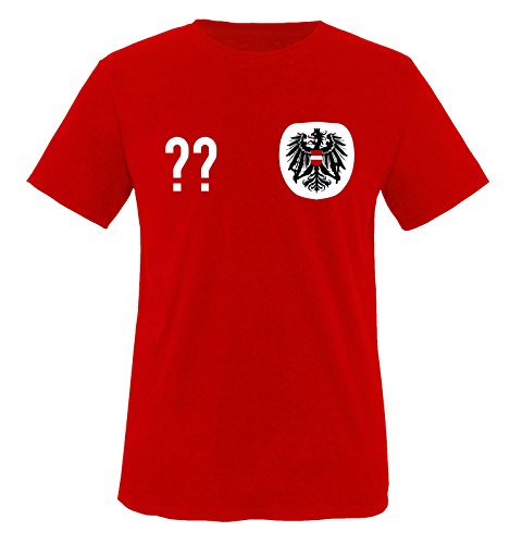 Trikot - at - WUNSCHDRUCK - Kinder T-Shirt - Rot/Weiss-Schwarz...