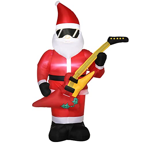 Outsunny 215 cm Aufblasbarer Weihnachtsmann mit E-Gitarre...