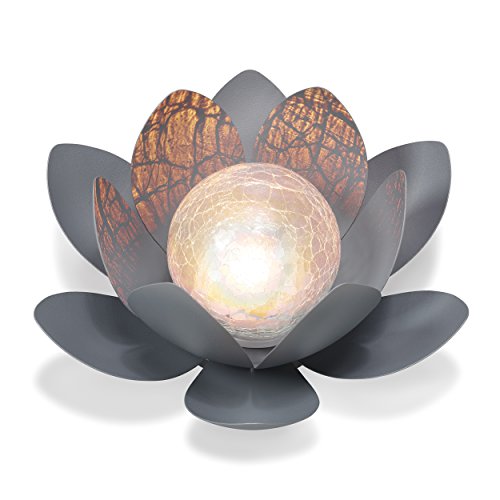 Dekorative Solar Lotusblüte aus Metall mit Glaskugel - angenehm...