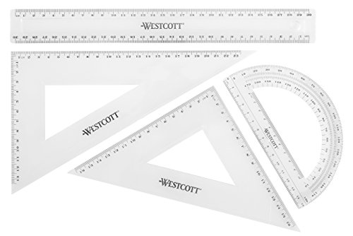 Westcott E-10304 00 Mathe-Set, 4-teilig, Kunststoff transparent