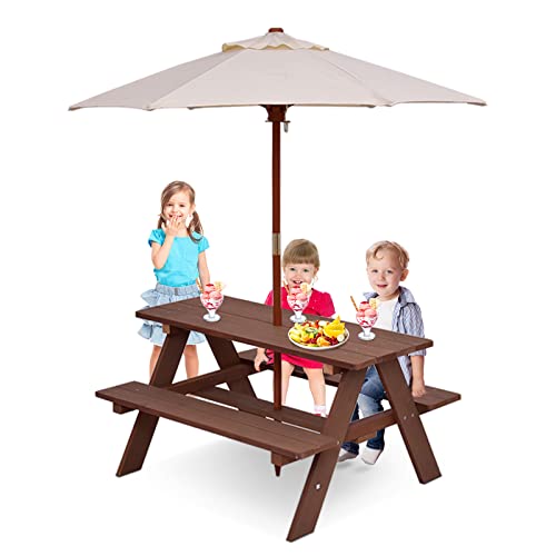 DREAMADE Kindersitzgruppe mit Sonnenschirm, Gartenmöbel für...