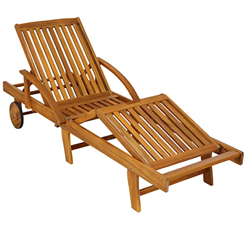 Casaria® Sonnenliege Holz klappbar Tami Sun 160kg Belastbarkeit...