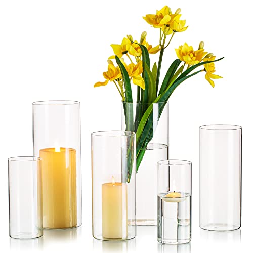Hewory Vase Glas Blumenvase Modern 6 Stück Vasen Deko Wohnzimmer...