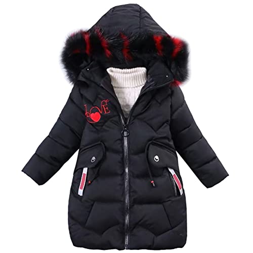 SXSHUN Mädchen Winterjacke mit Abnehmenbarer Fellkapuze Kinder...