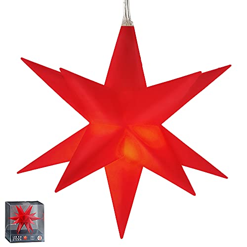 Cepewa Leuchtstern 3D rot 12 Zacken zum Aufhängen | Ø11cm...