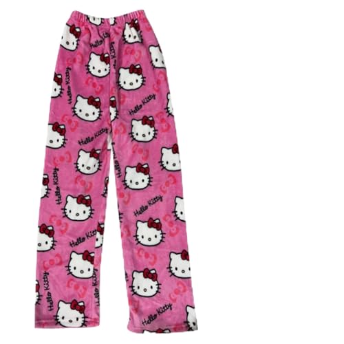 Schlafanzug Damen Pyjamas Flanell Hosen Frauen Kawaii Anime...