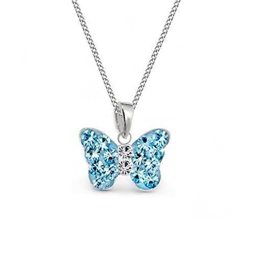 Mini Kristall Schmetterling 38cm Halskette 925 Sterling-Silber...