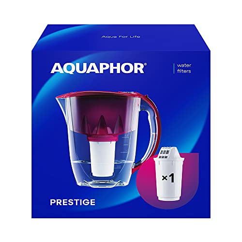 AQUAPHOR Wasserfilter Kanne Prestige Cherry inkl. 1 A5 Filter I...