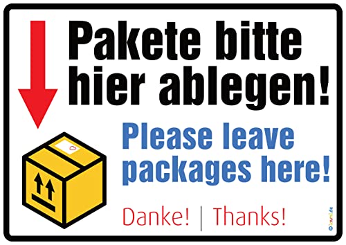 immi 1St. Pakete bitte hier ablegen (Din A4 Aufkleber) - Leave...