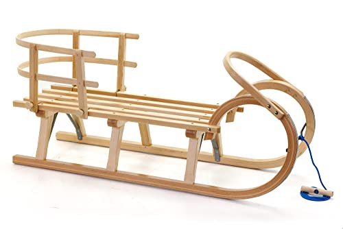 HolzFee Baran S-Plus 110 Hörnerschlitten Set mit Lehne Schlitten...