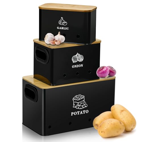 NIKYJM Kartoffel Aufbewahrungsbox 3er Set Potato Storage Küche...