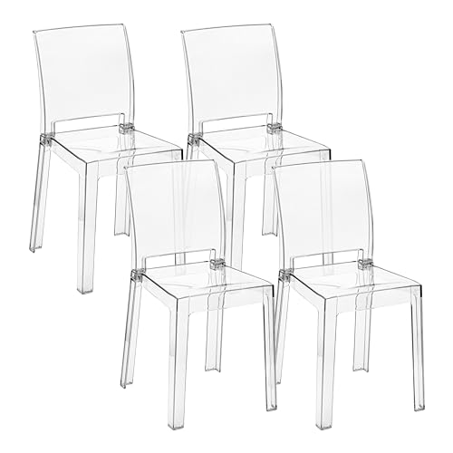 Baroni Home 4 Stuhlen-Set aus transparentem Polycarbonat,...