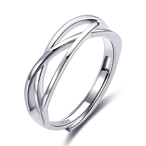 925 Sterling Silber gekreuzte Ringe für Frauen verstellbare...