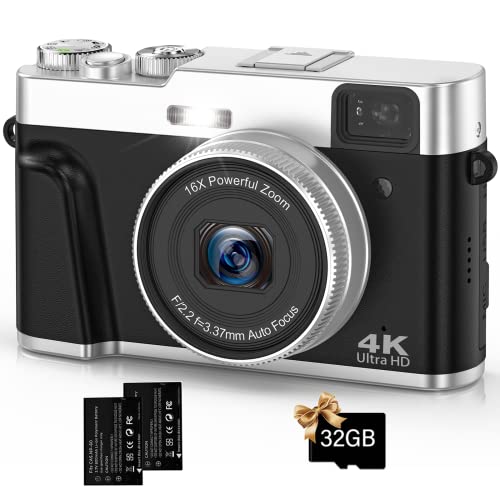 Digitalkamera,Oiadek 4K 48MP Autofocus Fotokamera mit 32GB...