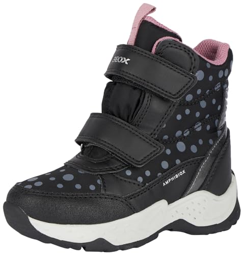 Geox J SENTIERO Girl B AB Ankle Boot, Black/DK Silver, 36 EU
