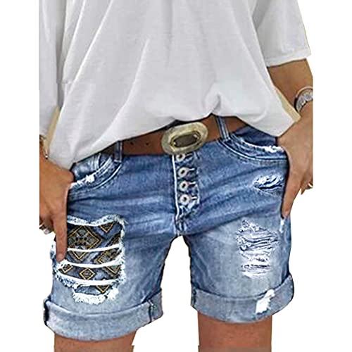 ORANDESIGNE Jeans Short Damen High Waist Denim Bermuda, Basic...