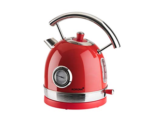 Korona 20667 elektrischer Wasserkocher | Retro Design | Rot | 1,8...
