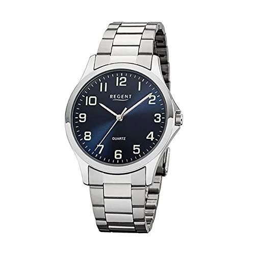 Regent Herren Analog Quarz Uhr mit Edelstahl Armband 11150619