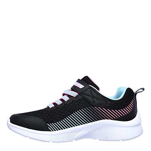 Skechers MICROSPEC Sneaker, Black Mesh/Aqua & Neon Pink Trim, 27...