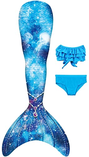NAITOKE Meerjungfrauenschwanz mit Bikini für Mädchen,3pc，ohne...