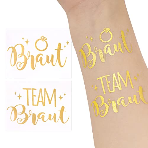 20 Pcs Team Bride Tattoos Gold 2 x Braut & 18 x Team Braut...