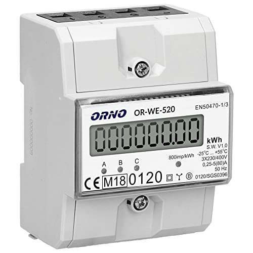 ORNO OR-WE-520 Stromzähler Hutschiene 3-Phasen Einweg MID...