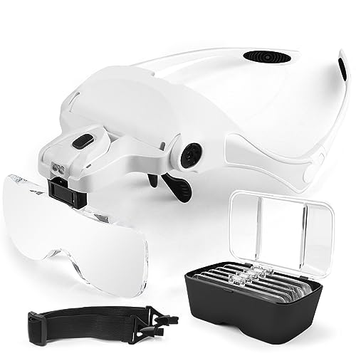 AUTOPkio Lupenbrille mit Licht LED Kopfbandlupe, verstellbare...