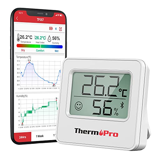 ThermoPro TP357 80m Bluetooth Hygrometer Innen Raumthermometer...