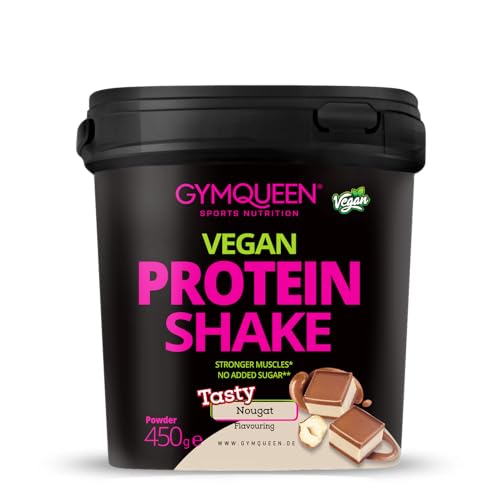 GymQueen Vegan Protein Nougat 450g, köstlich cremiger Shake, auf...
