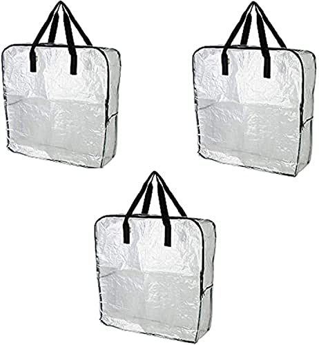 IKEA DIMPA 3 pieces extra large storage bag, clear heavy pockets,...