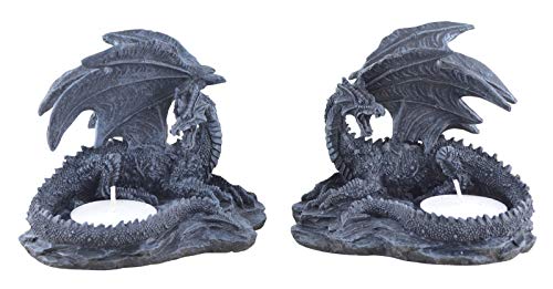 2er Set Drachen Teelichthalter Gothic Dragon Figuren