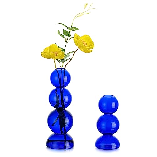 Hewory Vasen Deko Glasvase, Vase Blau Vase Glas Blumenvase für...