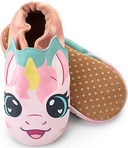 corimori Marken Echt-Leder Baby Krabbelschuhe, rutschfest |...