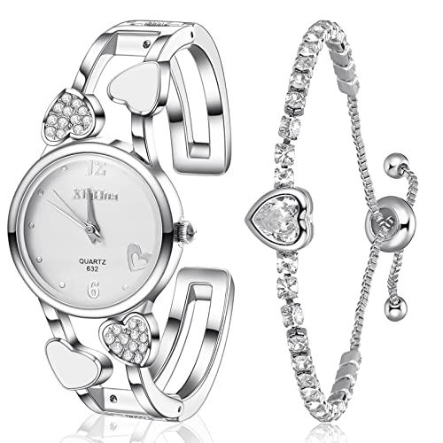 Herz Armband und Armbanduhr für Damen Damenuhr Geschenkset für...