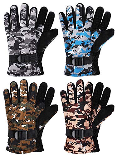 Geyoga 4 Paar Kinder Winter Skihandschuhe wasserdichte...