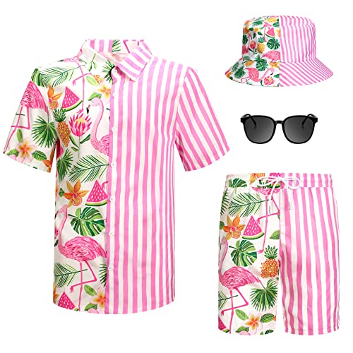 4-teiliges Hawaii-Hemden und Shorts für Herren, tropisch,...