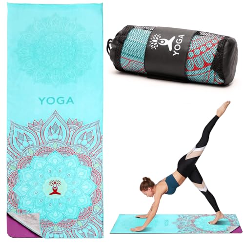 RANJIMA Yoga Handtuch rutschfest, 185×65cm Schnelltrocknendes...