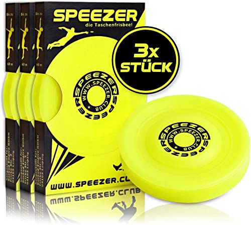 SPEEZER® Mini Frisbee 3er Set – die gelbe Wurfscheibe ist das...