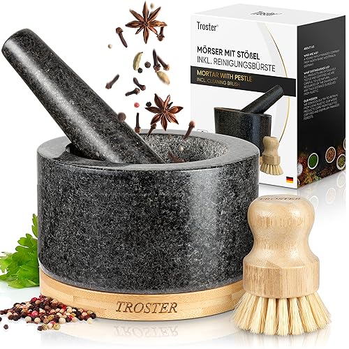 Troster® Mörser mit Stößel Granit - inkl. Reinigungsbürste &...