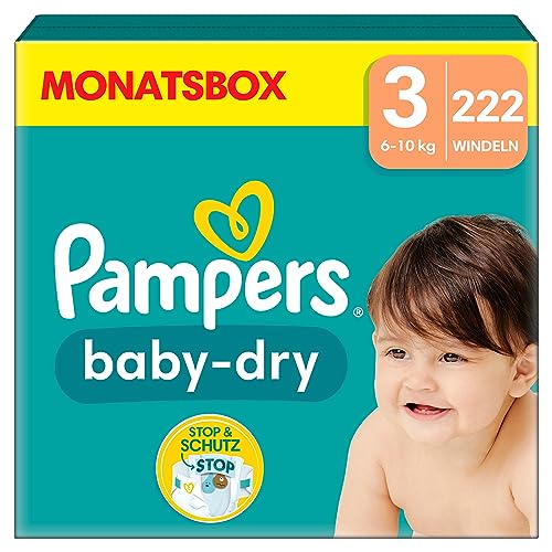 Pampers Windeln Größe 3 (6-10kg) Baby-Dry, Midi, MONATSBOX, bis...